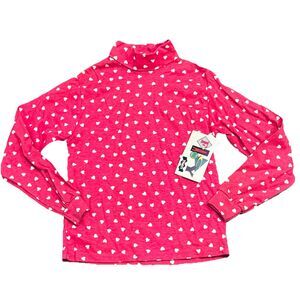 Vintage Girl’s Fancy That Heart Print Turtleneck Long Sleeve Top Small 7 / 8 New